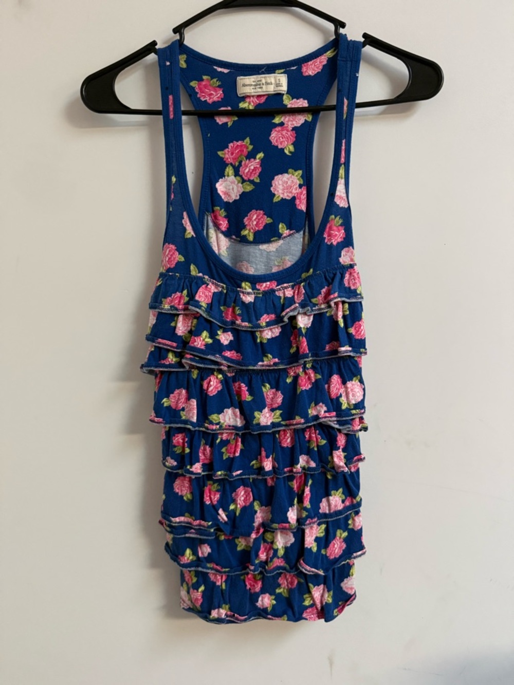Abercrombie & Fitch Navy Floral Ruffle Tank